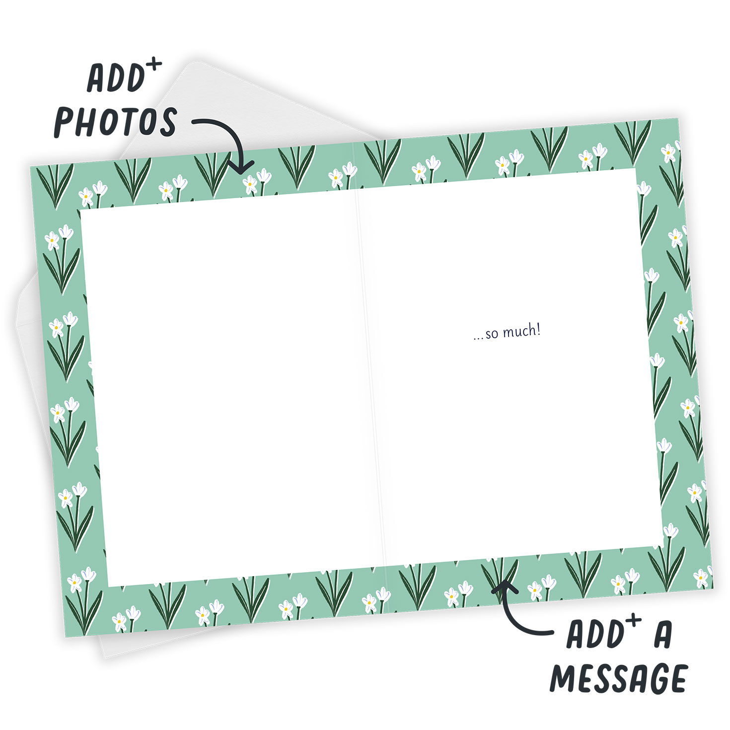 Pink Flowers Stamp Custom Miss You Card, , large image number 3