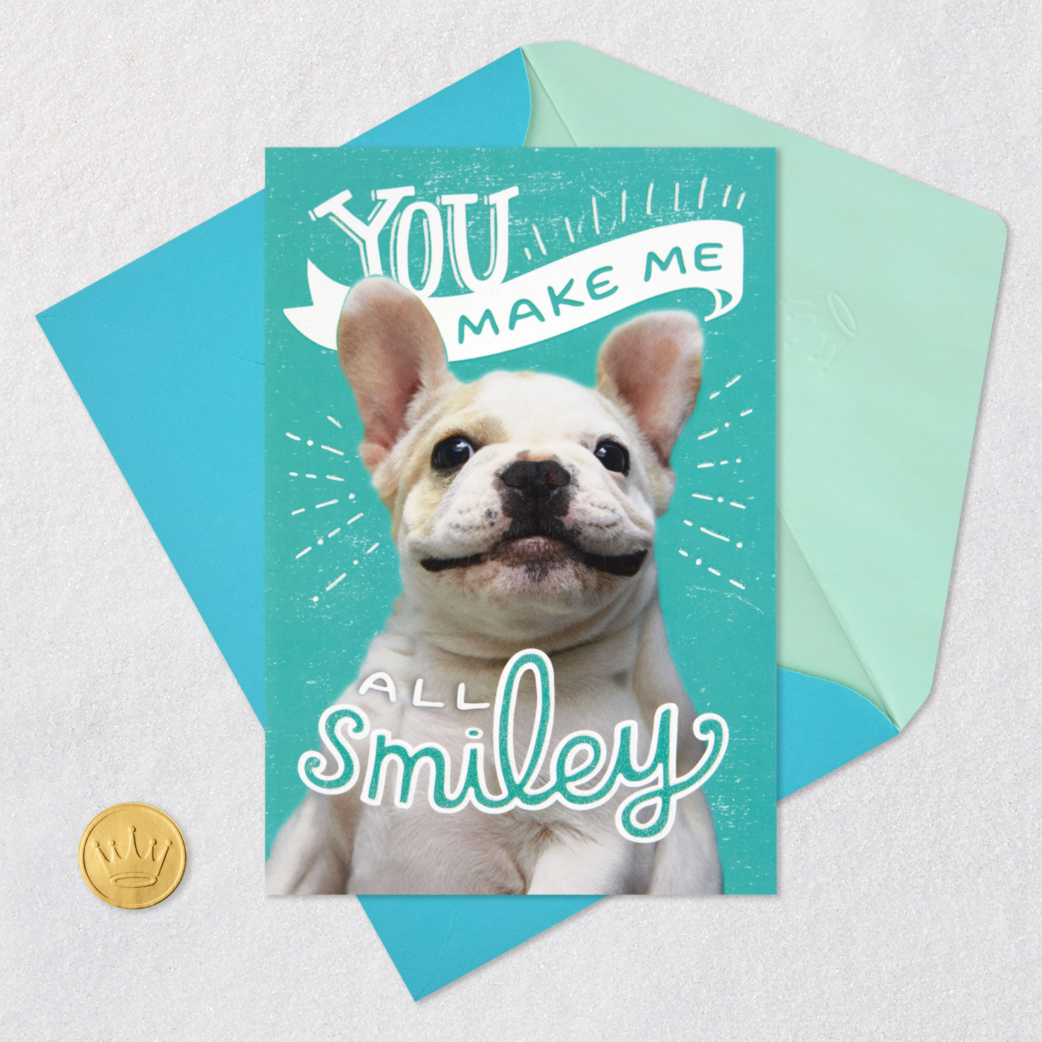 Bulldog Friendship Card Card Front with Envelope and Gold Seal image number 5