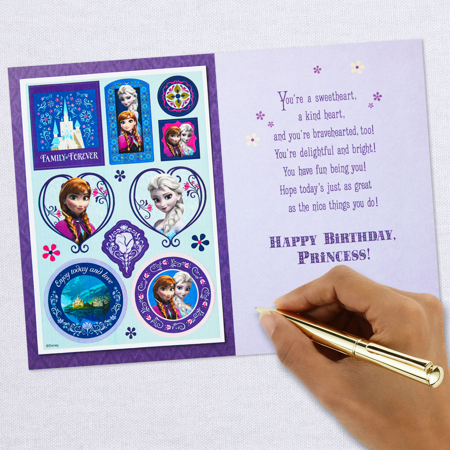 Disney Frozen Anna Birthday Card for Her With Stickers signing card image number 7