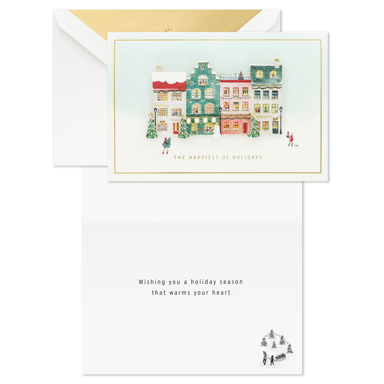 Holiday Village Boxed Christmas Cards Card Front with Sentiment image number 3