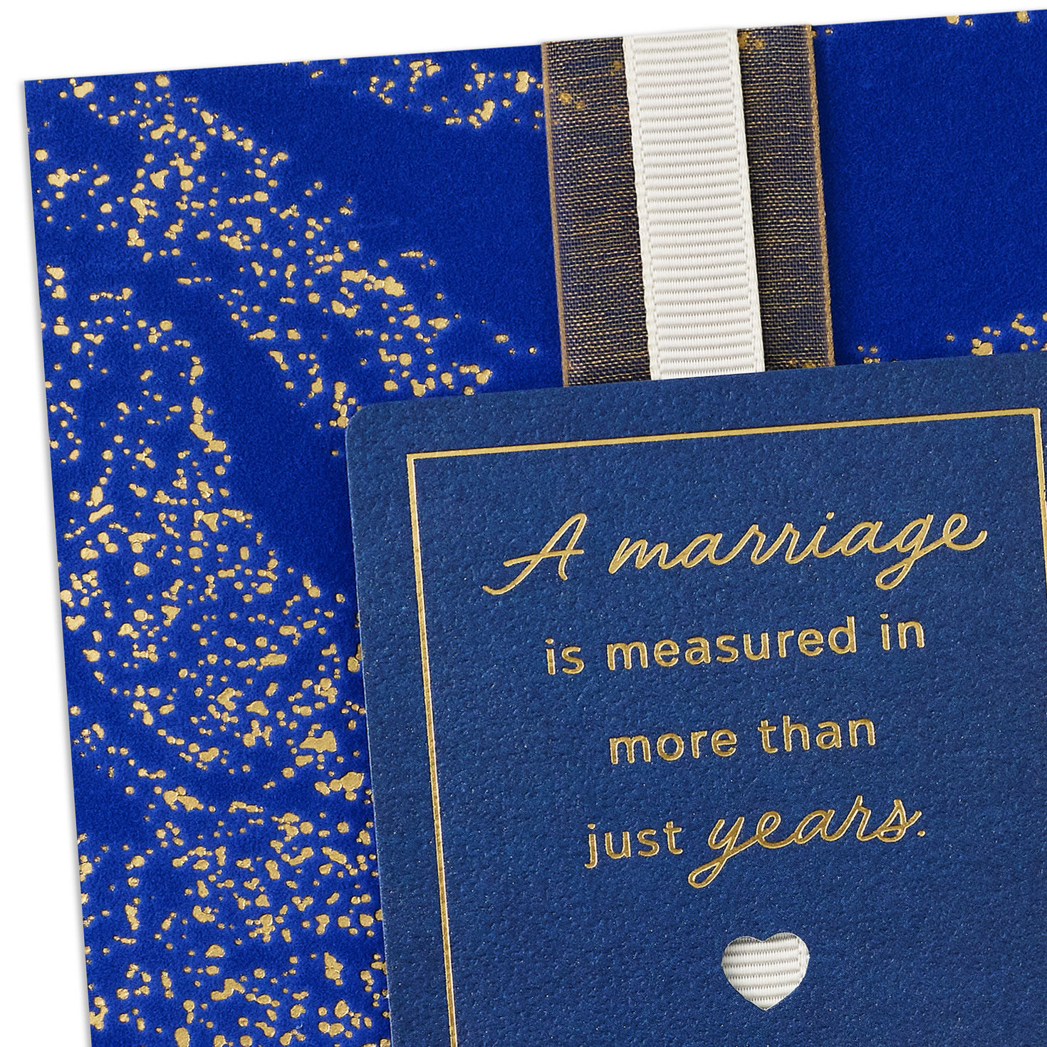 Marbled Gold on Blue Anniversary Card for Couple Card Front Detail image number 5