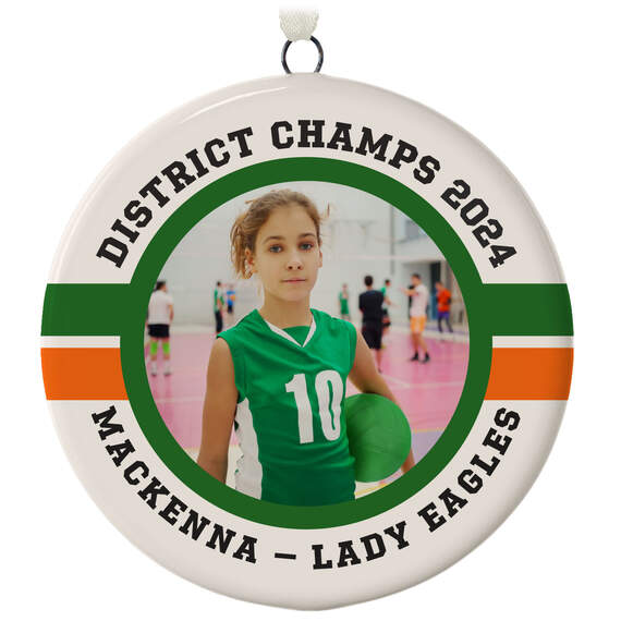 Volleyball Ceramic Circle Personalized Photo Ornament, , large image number 1