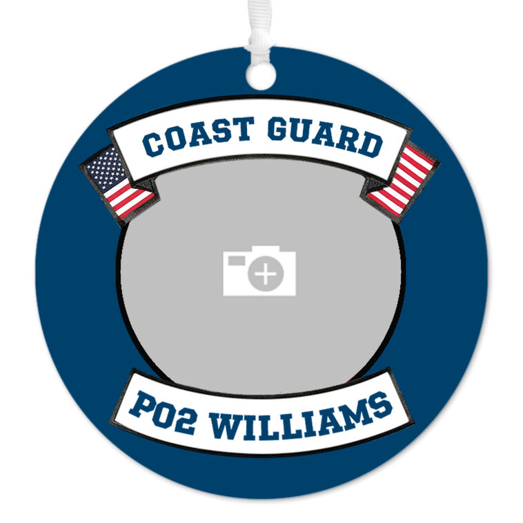 Coast Guard Metal Personalized Ornament, Custom Photo and Text