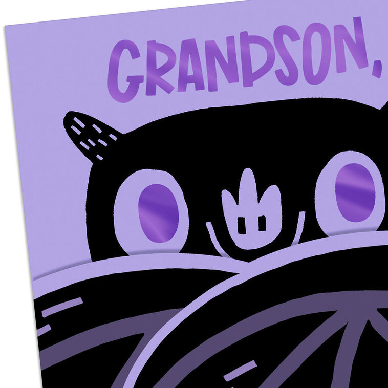 Purple and Black Bat Halloween Card for Grandson, , large image number 4