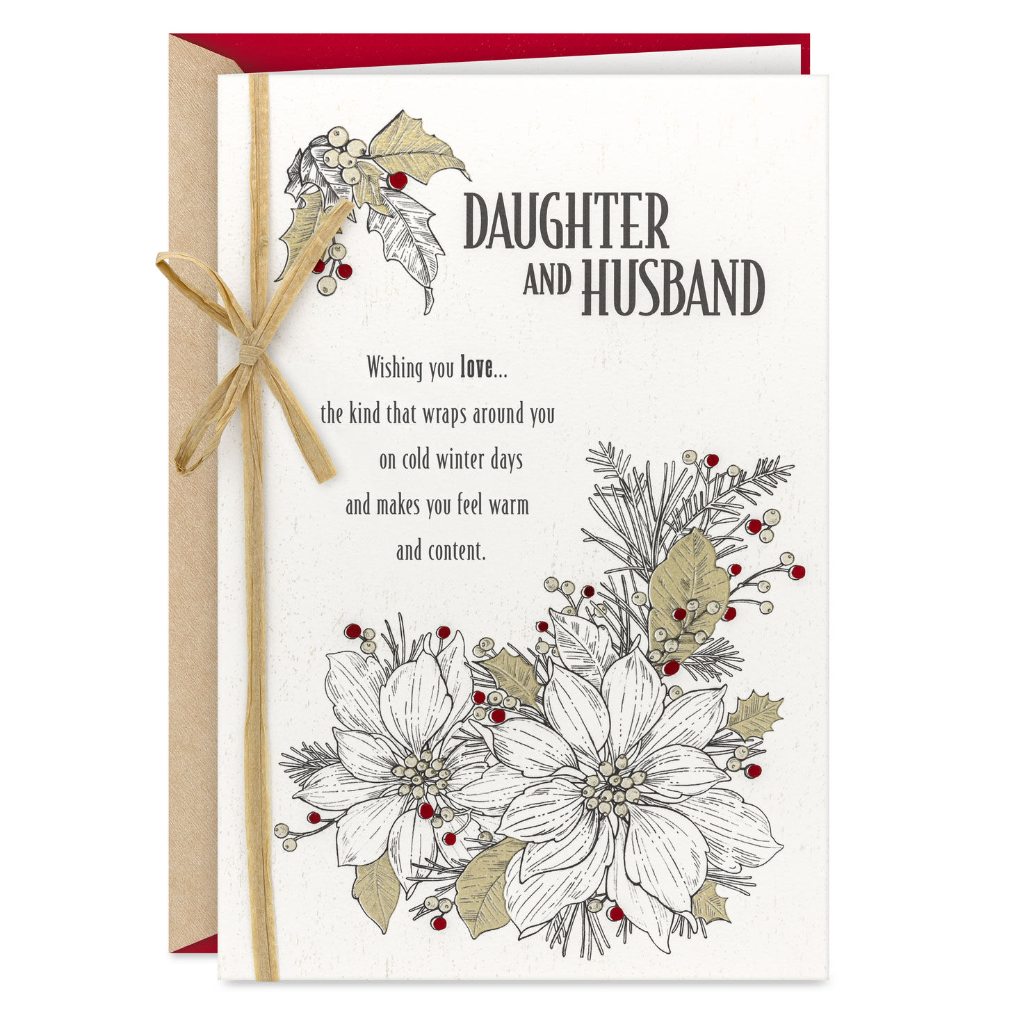 Wishing You Love, Peace and Joy Christmas Card for Daughter and Husband