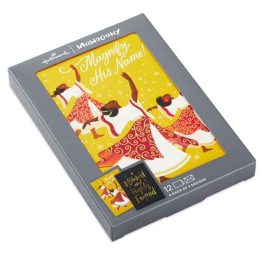 Dancing Ladies and Blessed Lettering Boxed Christmas Cards, Pack of 12, 