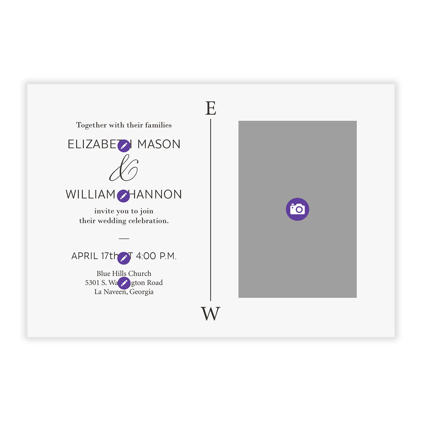 Black White Monograms Personalized Wedding Invitation Card Front indicating personalization image number 5