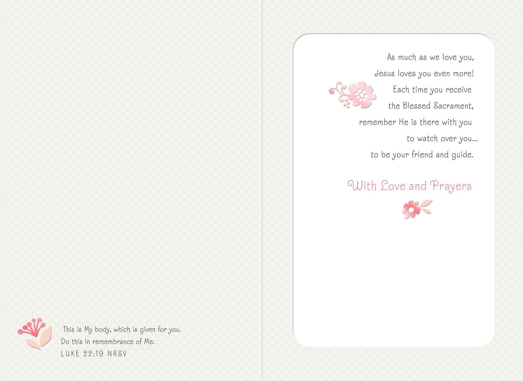 White Dress and Veil First Communion Card for Daughter