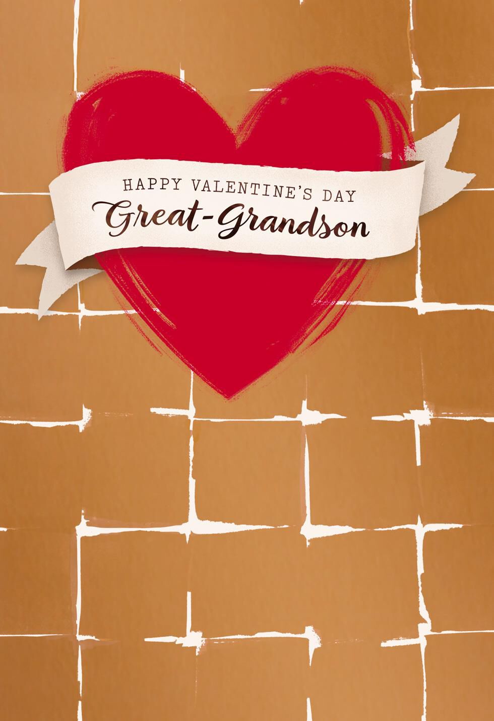 Banner and Heart Valentine's Day Card for Great-Grandson