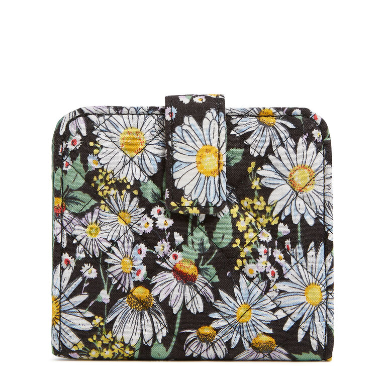 Vera Bradley RFID Small Finley Wallet in White Daisies