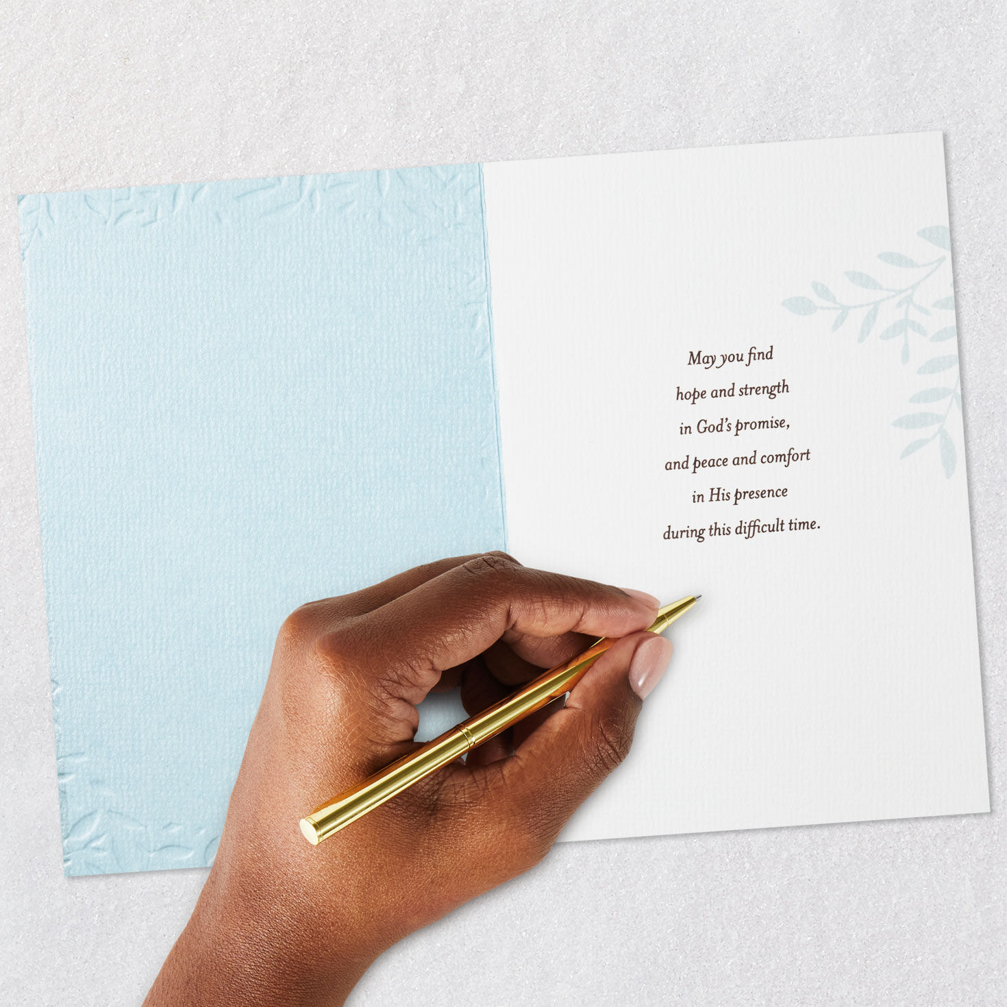 Vines on Gray Religious Sympathy Card Signing card image number 6