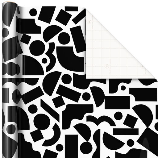 Black and White Mod Shapes Wrapping Paper, 17.5 sq. ft., 