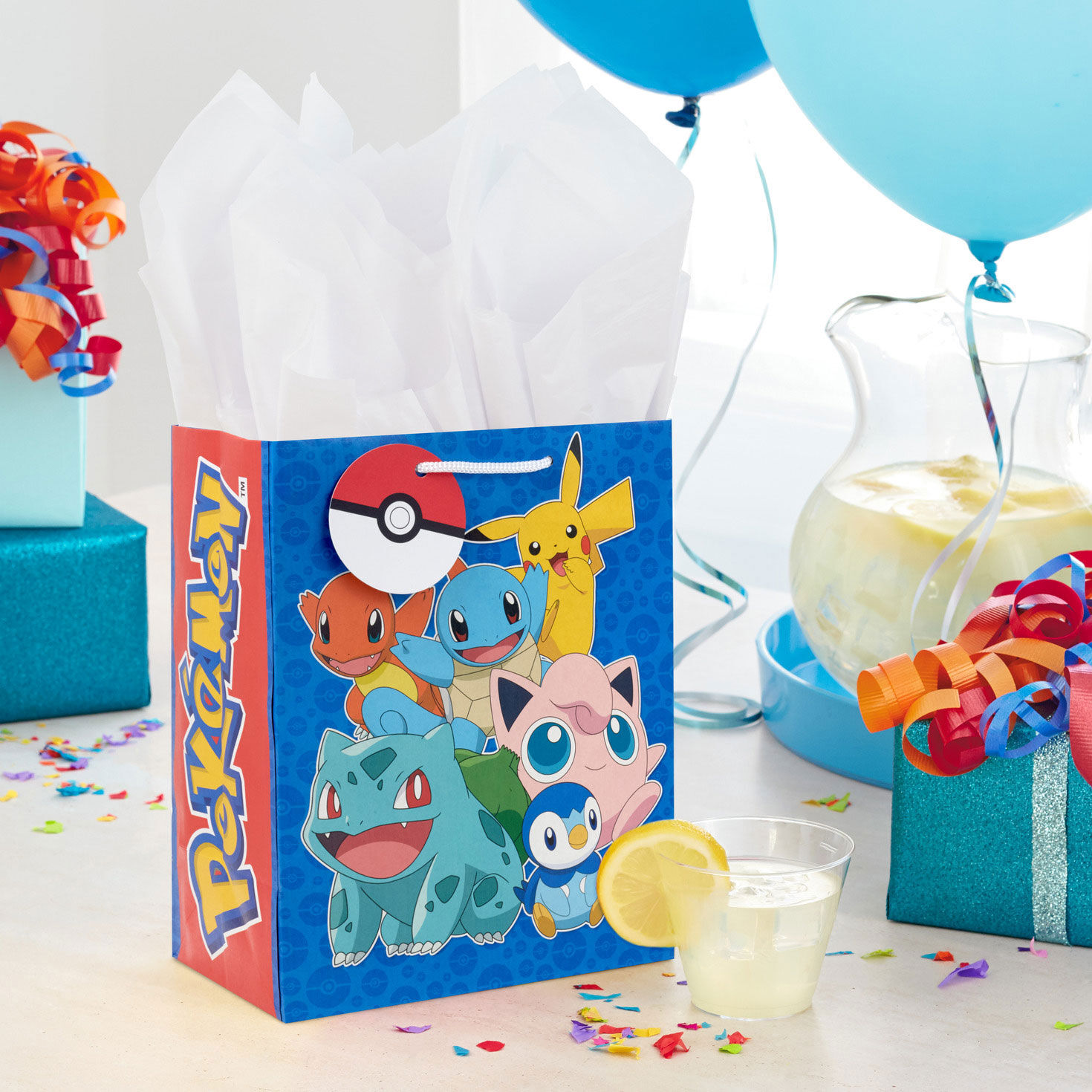 Pokemon Blue Medium Gift Bag in use image number 2
