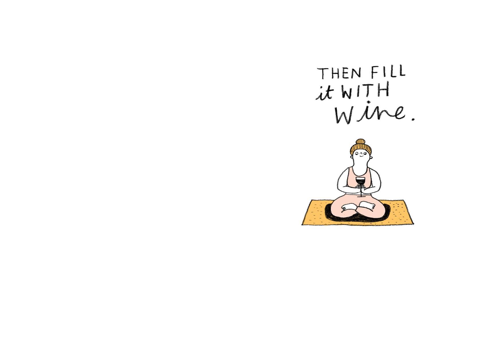 Yoga and Wine Funny Thinking of You Card