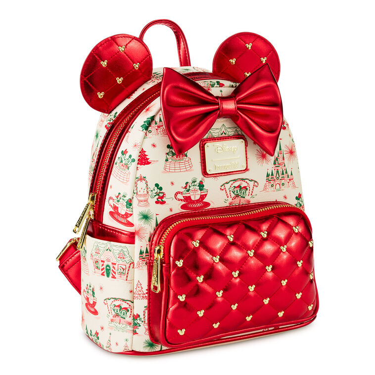 disney holiday snacks mini backpack Loungefly Minnie and Mickey Mouse Hot Cocoa and Ear Headband Set Loungefly Disney Mickey Mouse Holiday
