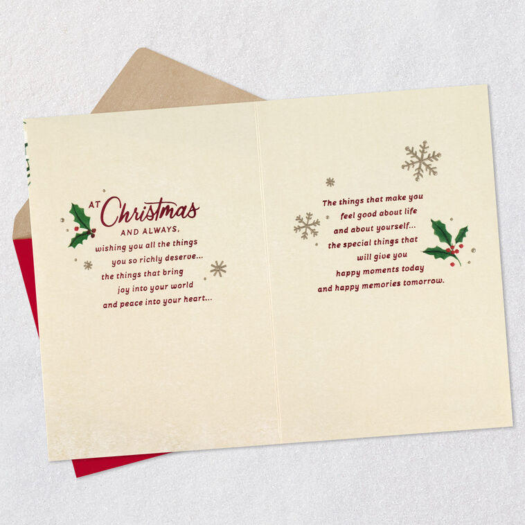 Cardinal on Snowy Branch Son Christmas Card Open card with envelope image number 4