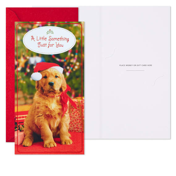 Puppy in Santa Hat Money Holder Christmas Cards, Pack of 6, , large image number 2
