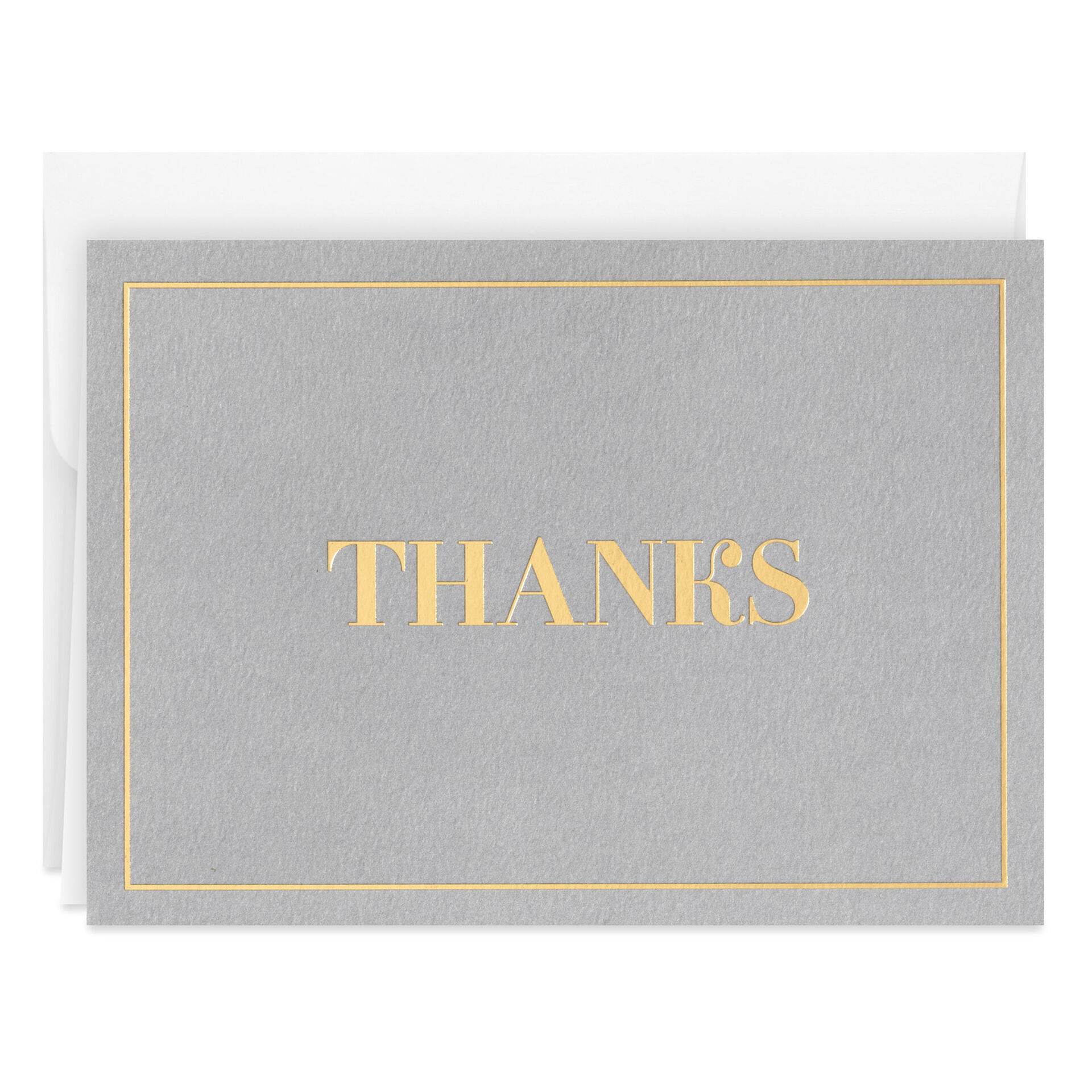 Gray With Gold Border Boxed Blank ThankYou Notes, Pack of 10 Note