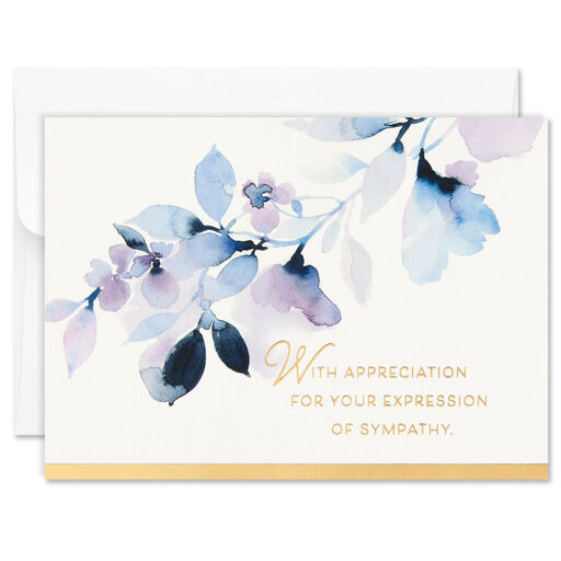 Watercolor Floral Assorted Sympathy Thank-You Notes, Box of 50, 