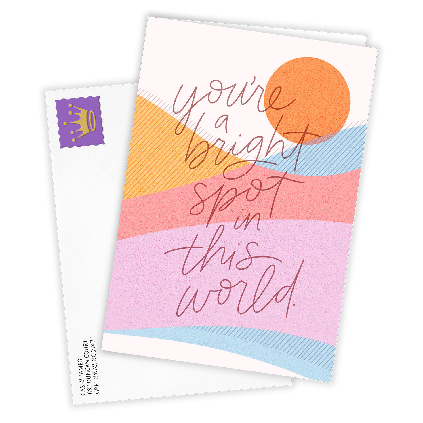 Bright Spot Orange Sun Personalized Mother's Day Card Card Front with Envelope image number 2