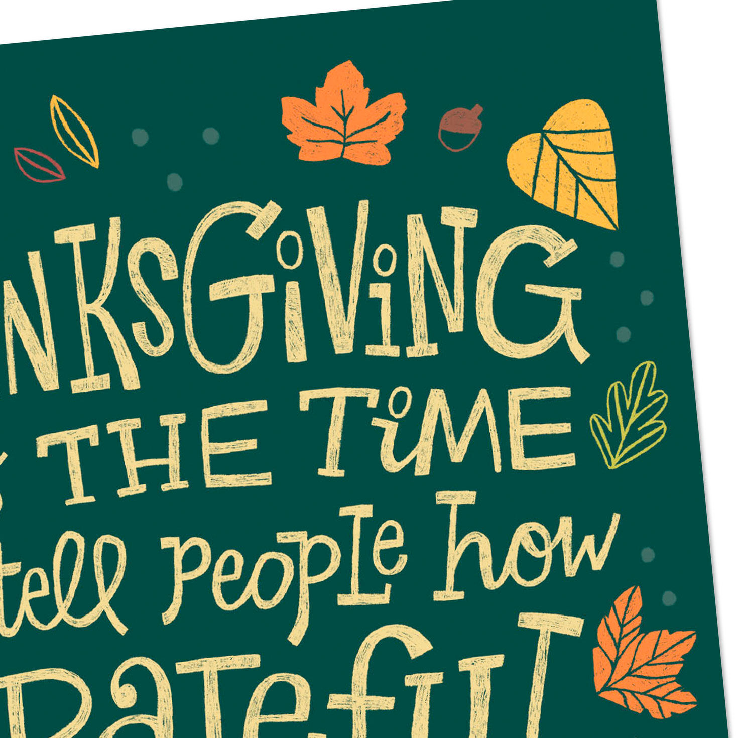 Green Autumn Leaves Funny Thanksgiving Card Card Front Detail image number 4