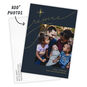 Blue Gold Rejoice Personalized Christmas Photo Card Card with Envelope indicating personalization image number 2