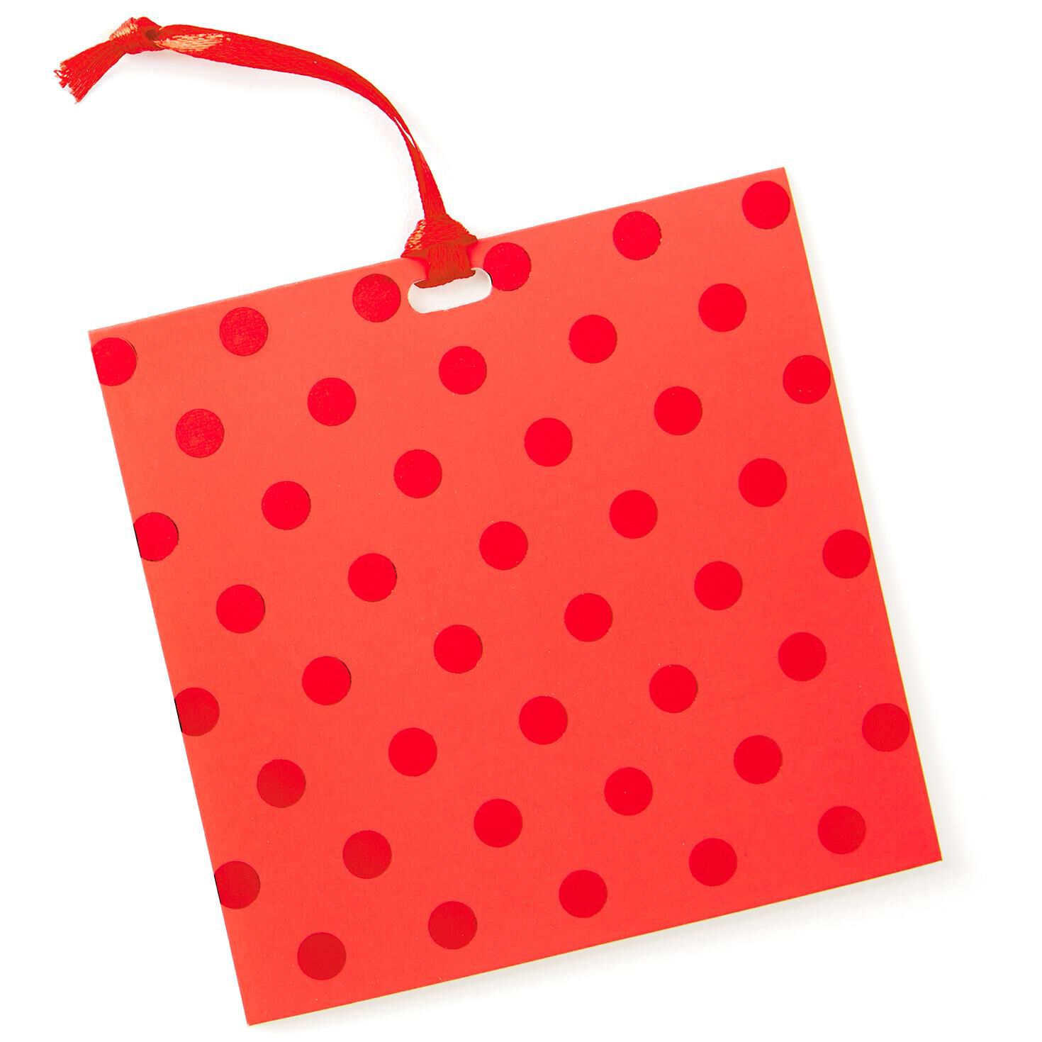 Red Foil Polka Dot Gift Tag With Ribbon Seals And Tags Hallmark