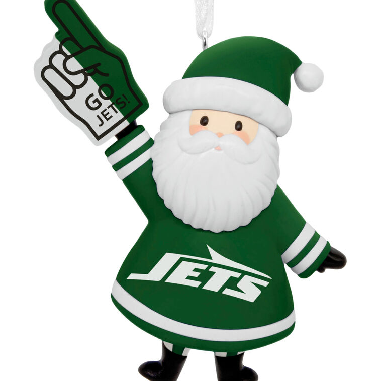 New York Jets Santa Fan Christmas Ornament closeup view image number 5
