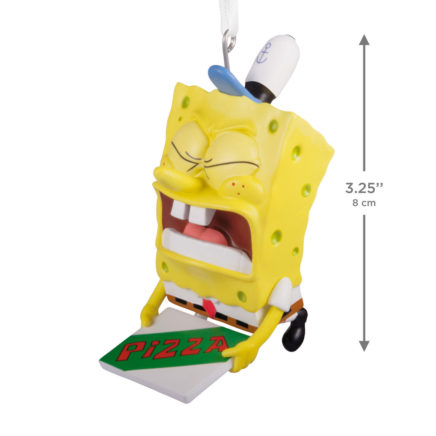SpongeBob With Pizza Box Christmas Ornament measurement image number 3