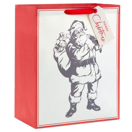 13" Santa With Toys Illustration Large Christmas Gift Bag, , large