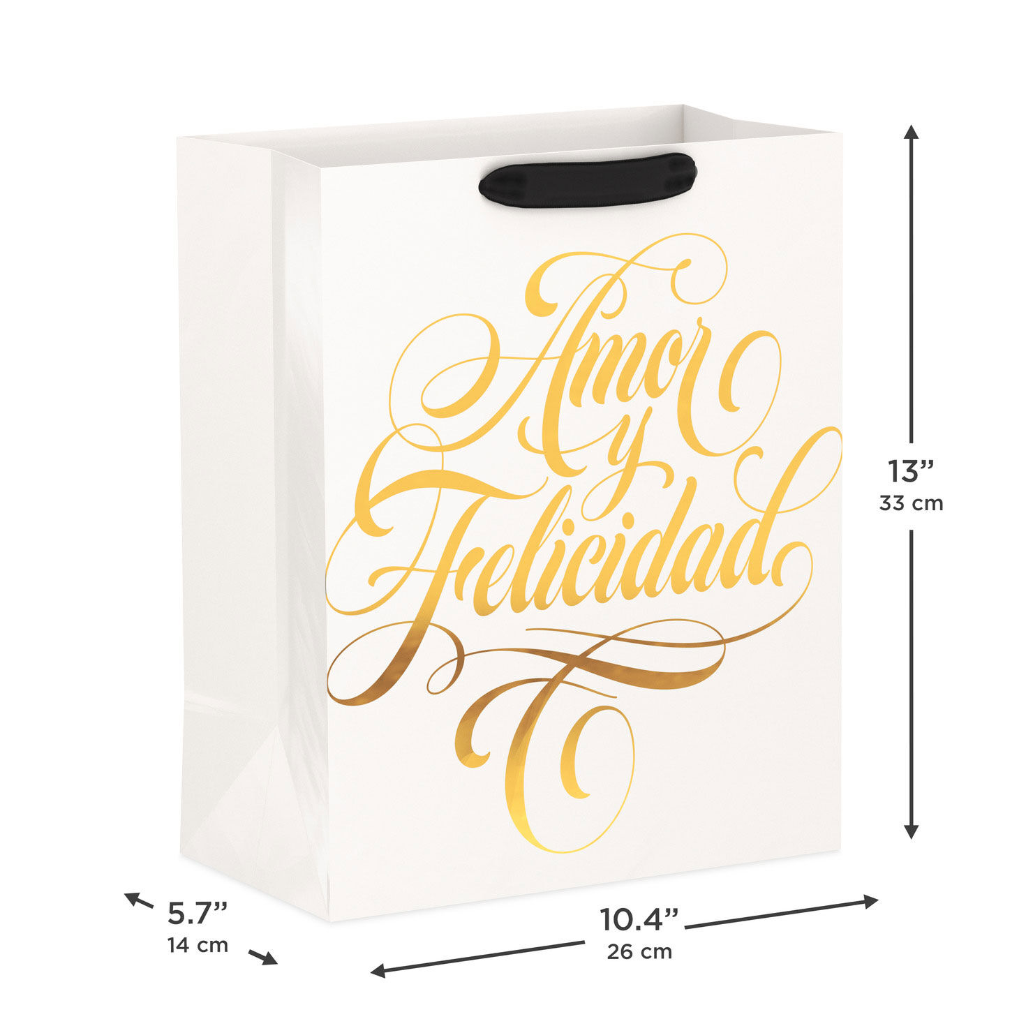 Spanish Language Gold on Cream Large Gift Bag measurement image number 3