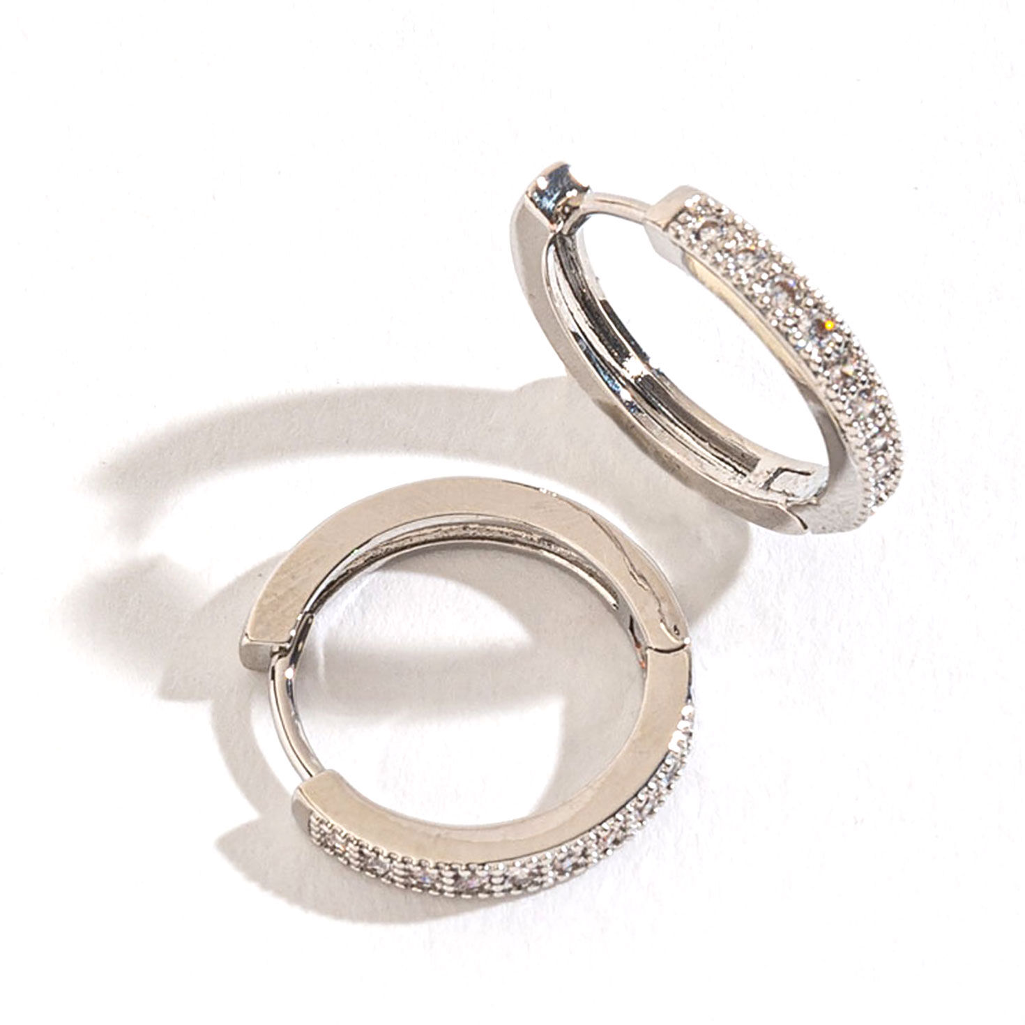 Howard s Jewelry Medium Silver Pave Hoop Earrings Earrings Hallmark