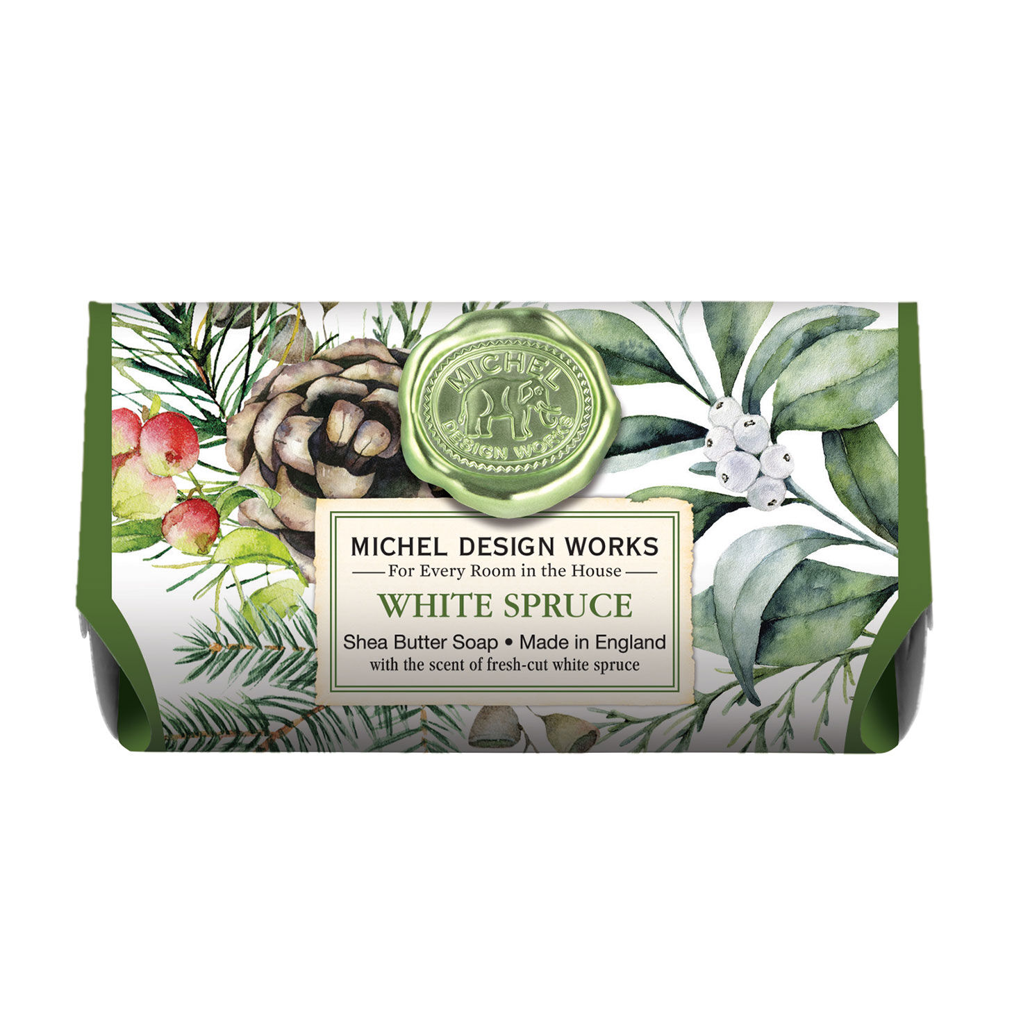 Michel Design Works White Spruce Large Bath Soap Bar, 8.7 oz.