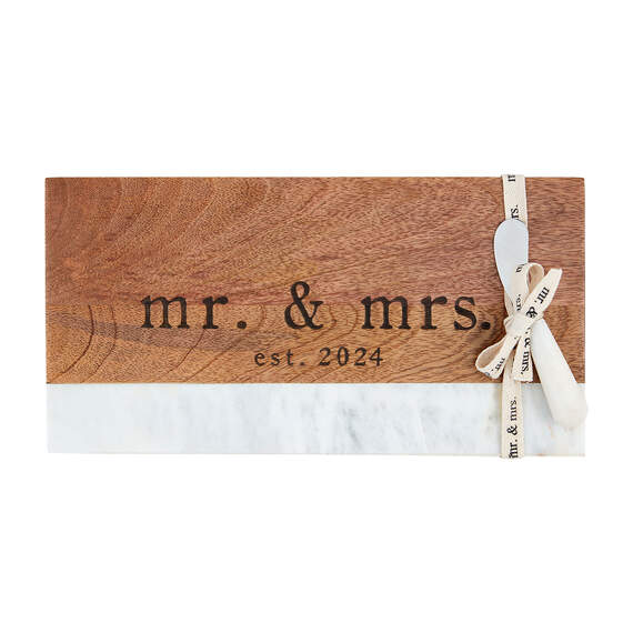 Mud Pie Mr. and Mrs. Est. 2024 Board and Cheese Spreader, Set of 2, , large image number 1
