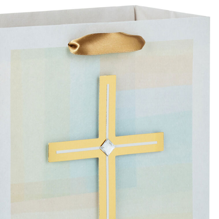 Gold Cross on Pastel Medium Gift Bag Handel detail image number 4