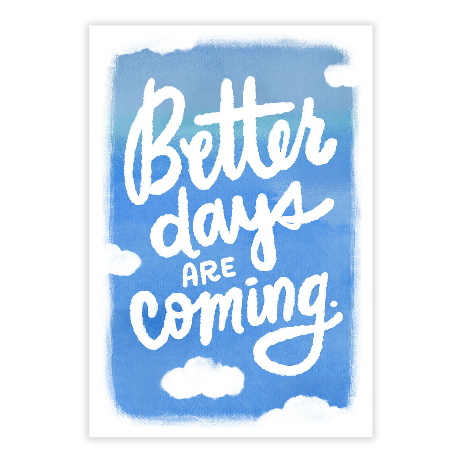 Better Days Blue Clouds Personalized Card front image number 2