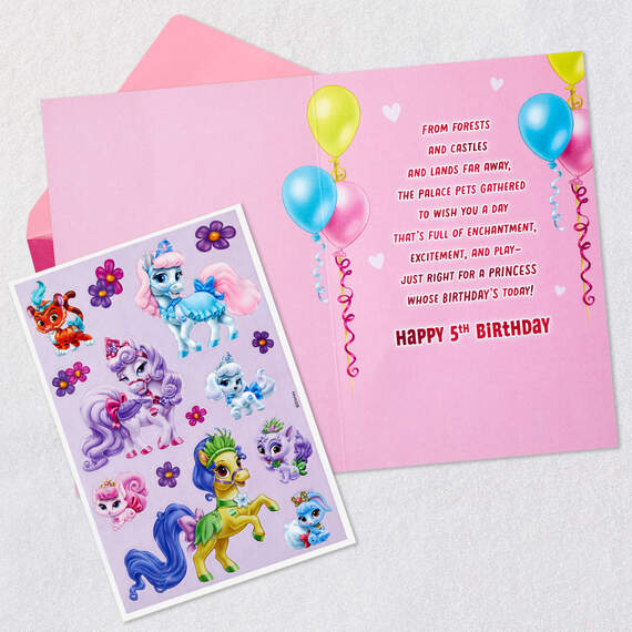 Disney Princesses Palace Pets 5th Birthday Card With Stickers for Her, , large image number 4
