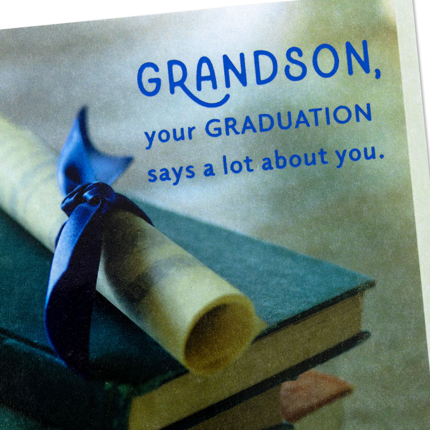 Diploma on Books Grandson Graduation Card Card Front Detail image number 5