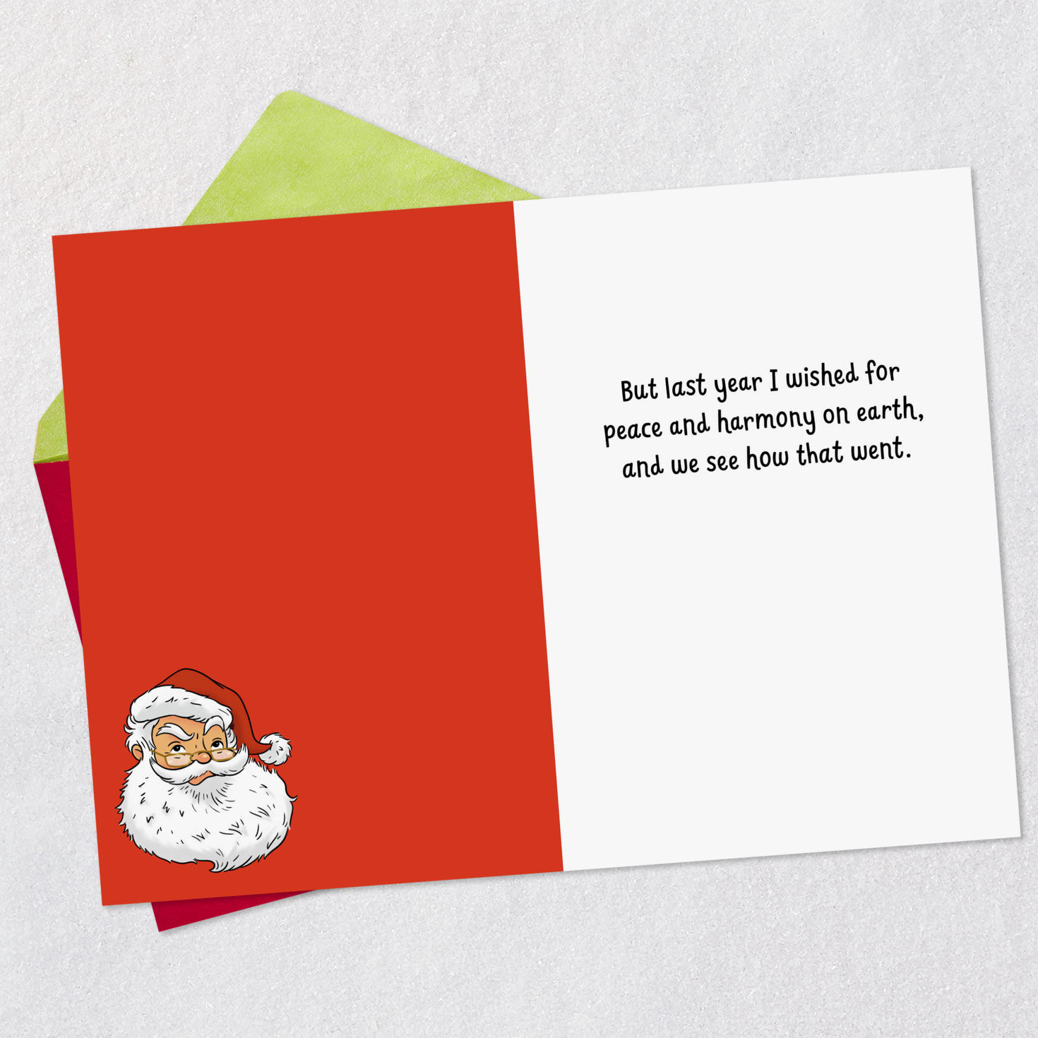 Santa Pointing Finger Funny Christmas Card Open card with envelope image number 3
