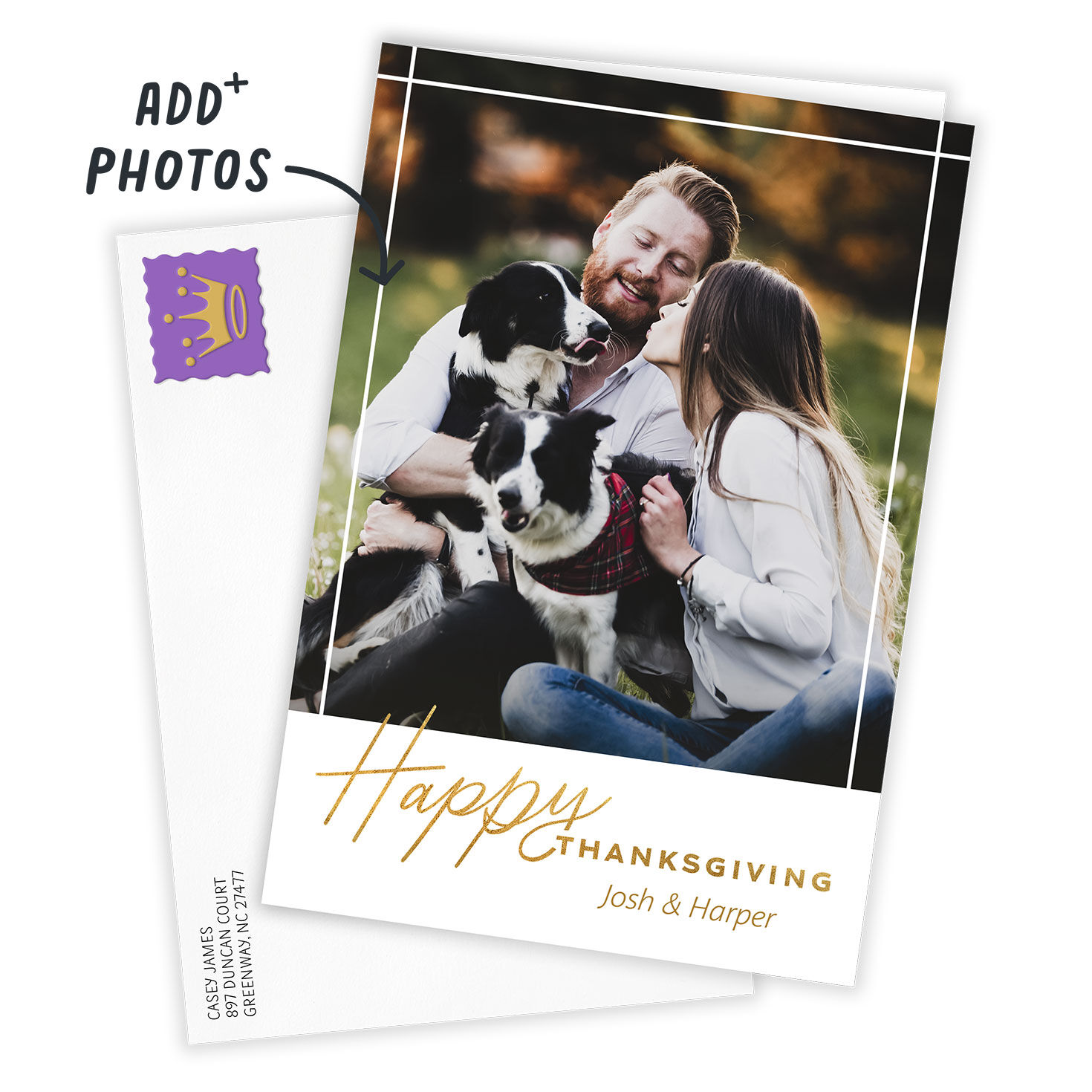 Elegant Gold Lettering Custom Thanksgiving Card, , large image number 2
