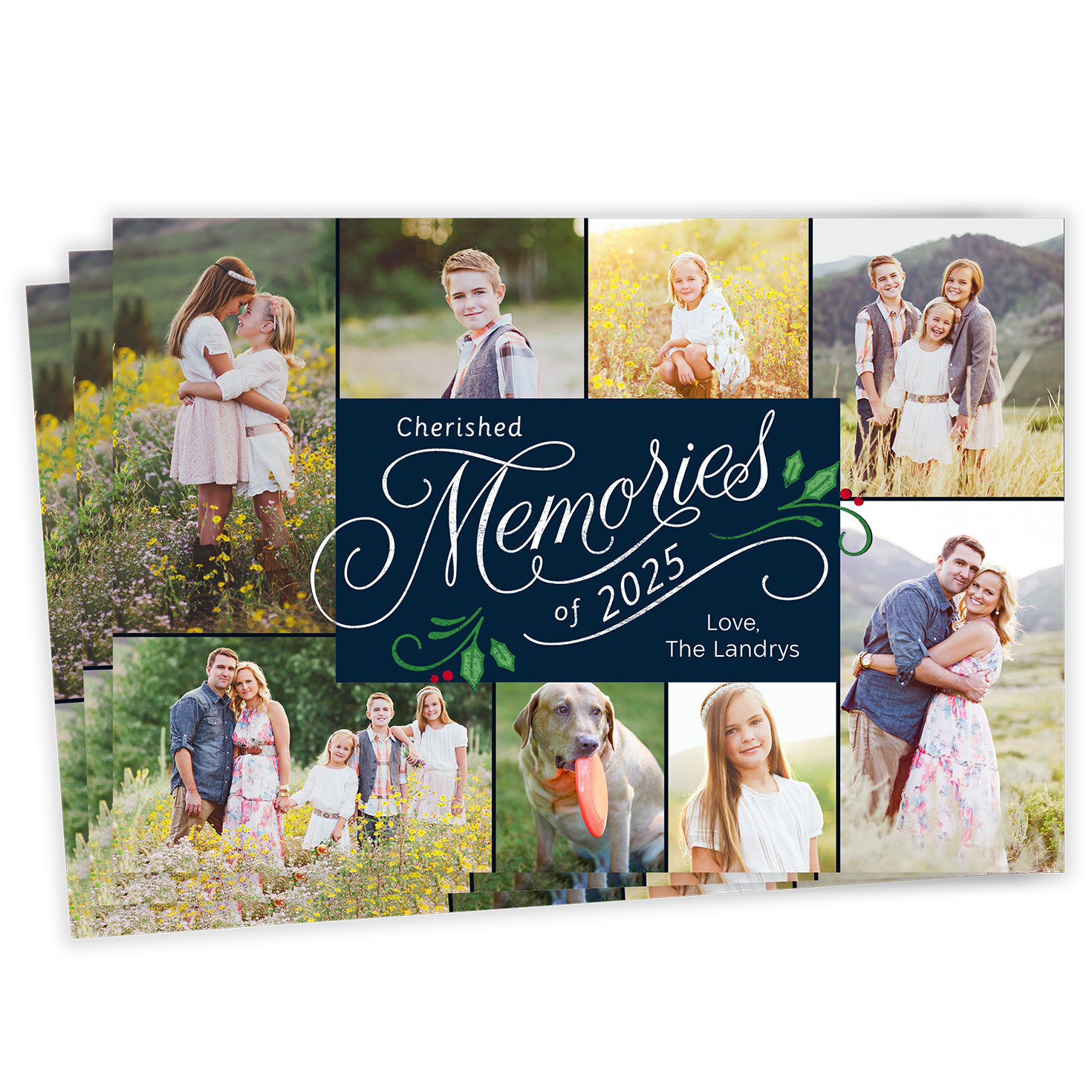 Cherished Memories of 2025 Photo Collage Flat Holiday Photo Card