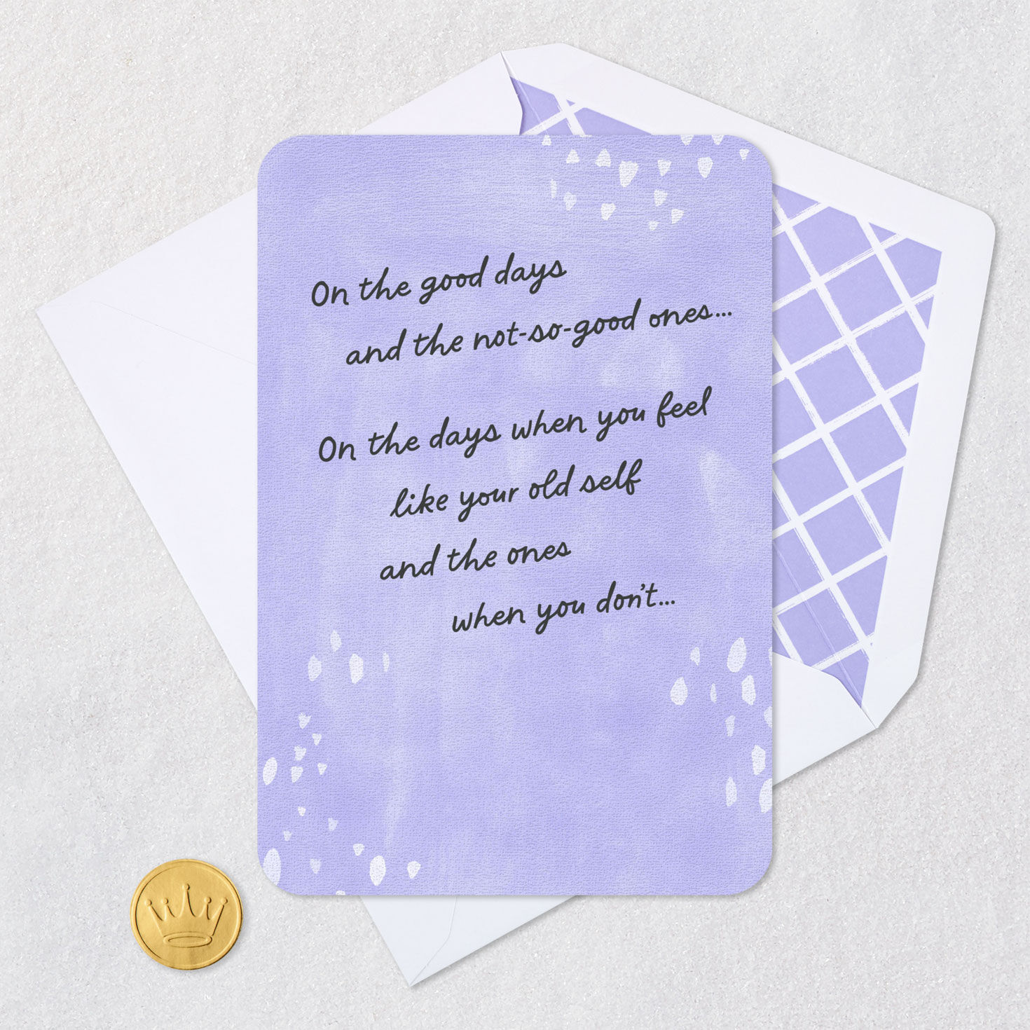Purple and White Encouragement Card for Serious Illness Card Front with Envelope and Gold Seal image number 5
