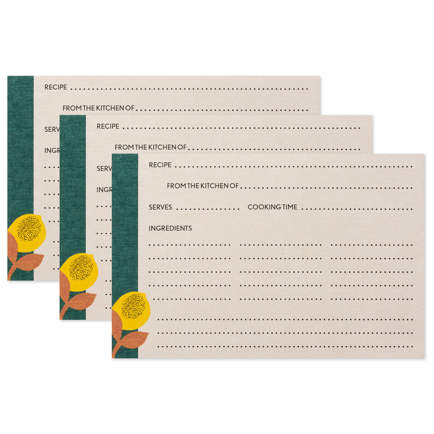 Bright Citrus Recipe Cards, Pack of 36