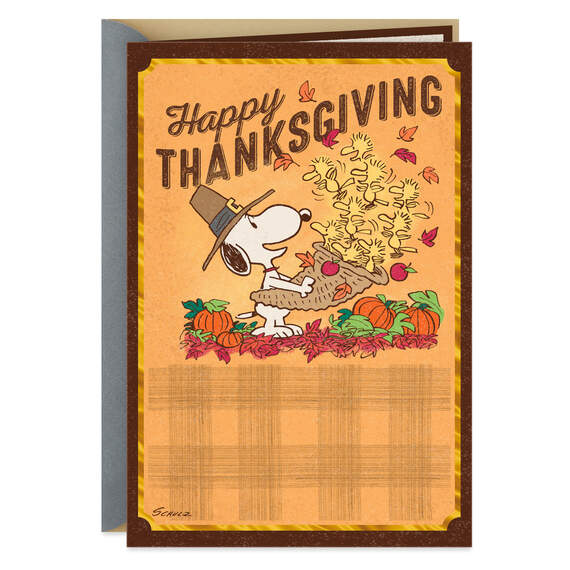 Peanuts® Snoopy and Woodstock Cornucopia Thanksgiving Card, , large image number 1