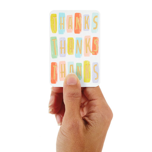 3.25" Mini Gold Letters on Color Blocks Blank Thank-You Card, 