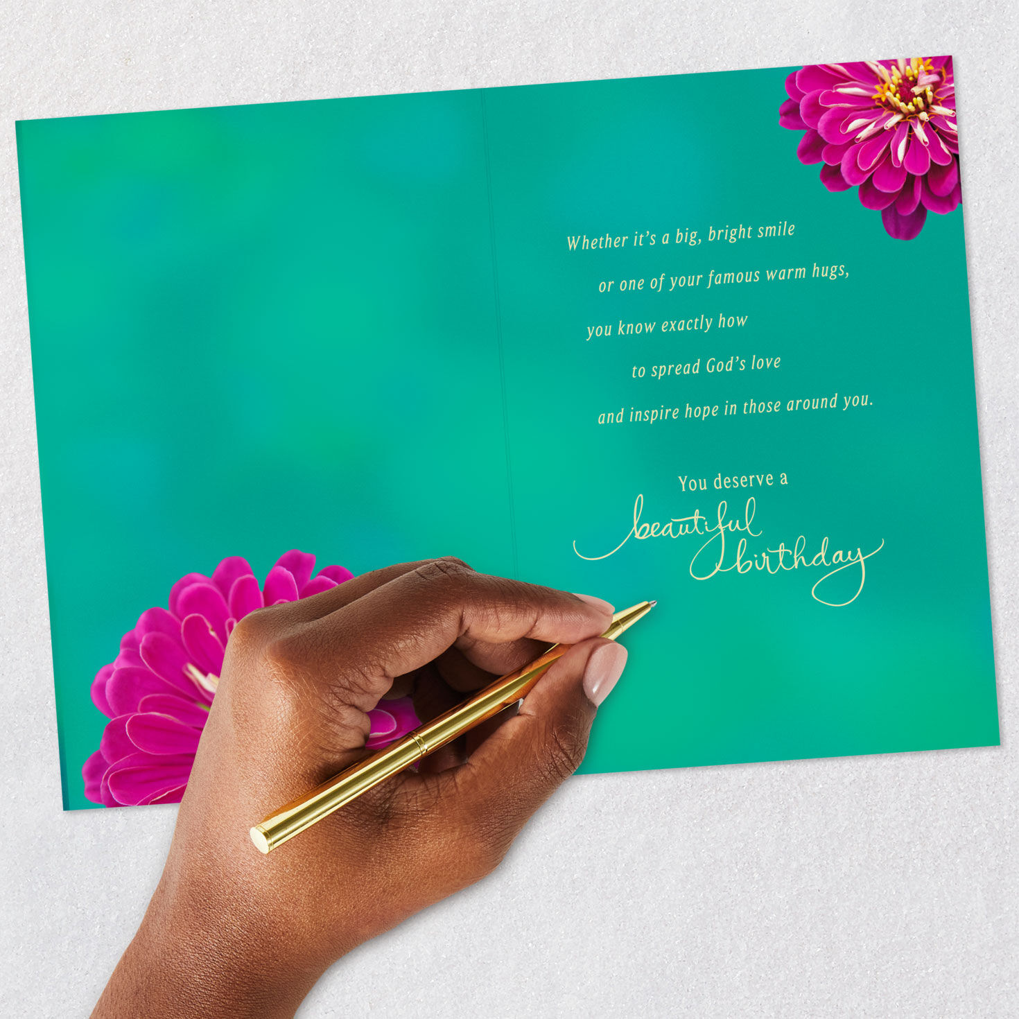 Bold Pink Flower Religious Birthday Card Signing card image number 6