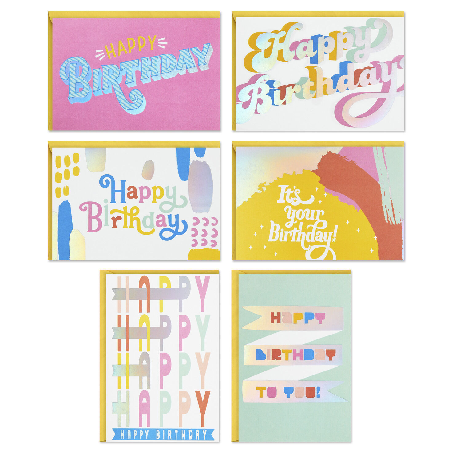 Peppy Pastels Assorted Birthday Cards, Box of 36 - Boxed