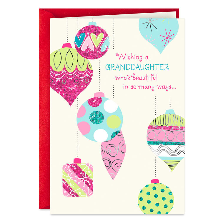 You're Beautiful in Many Ways Christmas Card for Granddaughter