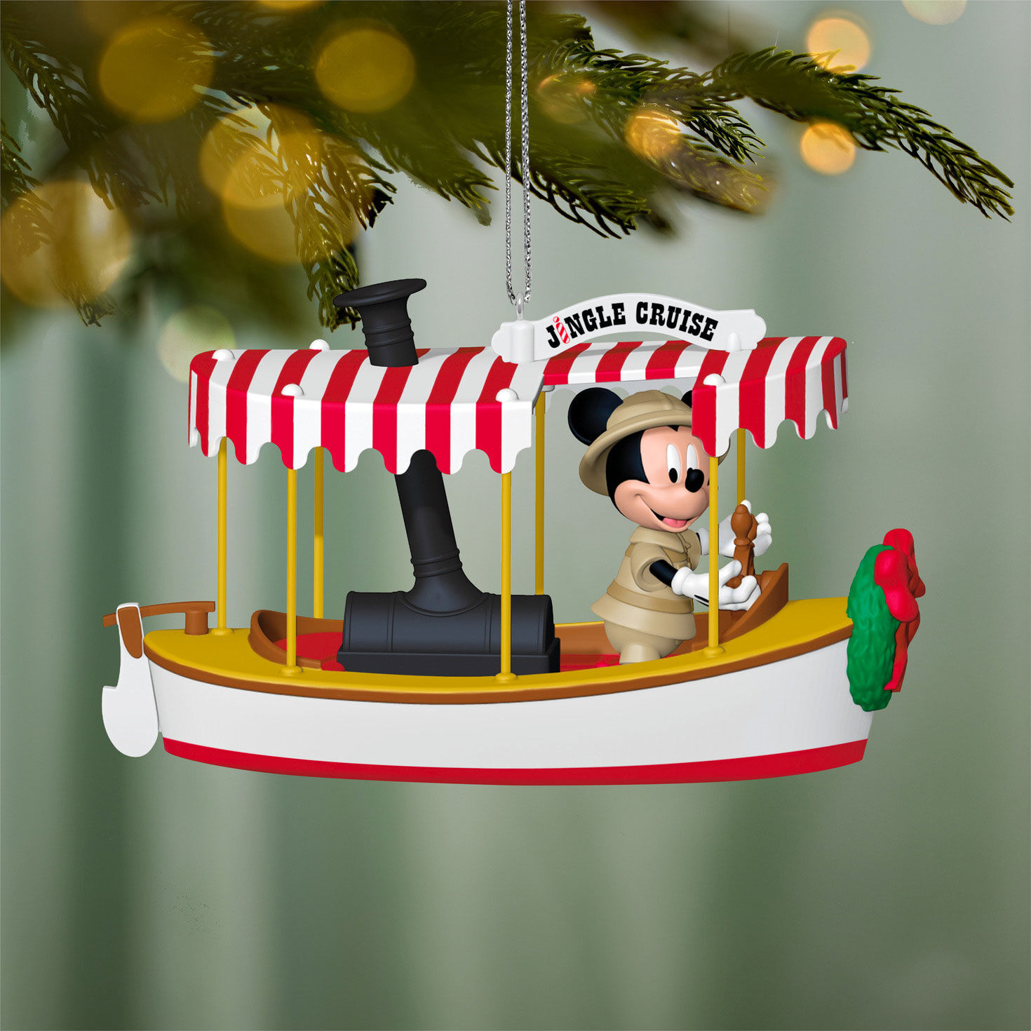 Mickey Mouse Jingle Cruise Boat Keepsake Ornament hanging on tree image number 2