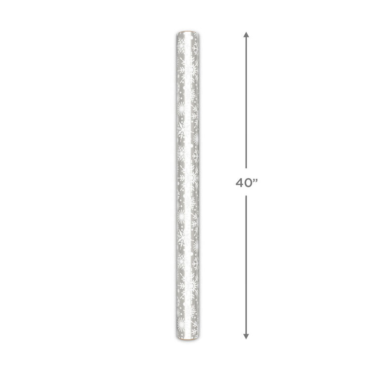 Snowflakes on Silver Foil Holiday Wrapping Paper Roll  image number 5